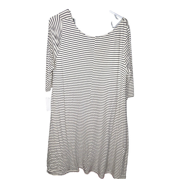 Dress 2X P2P 20" Black White Nautical Criss Cross Tie Polyester Spandex RUNS SM - Picture 3 of 6